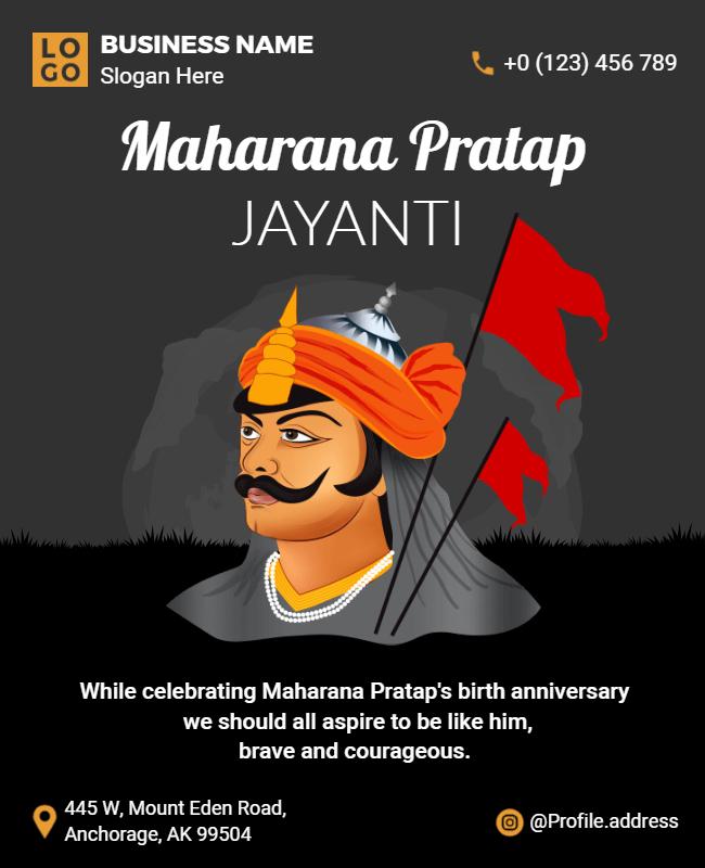 Heroic Illustration for Maharana Pratap Jayanti Poster Template