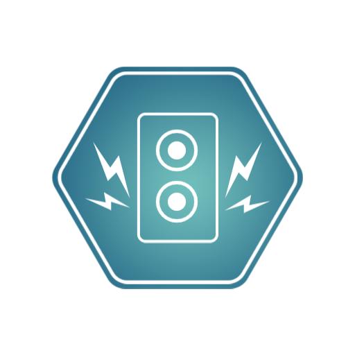 Hexagon Shape Featuring Blue Speaker With Sound Waves Logo Template