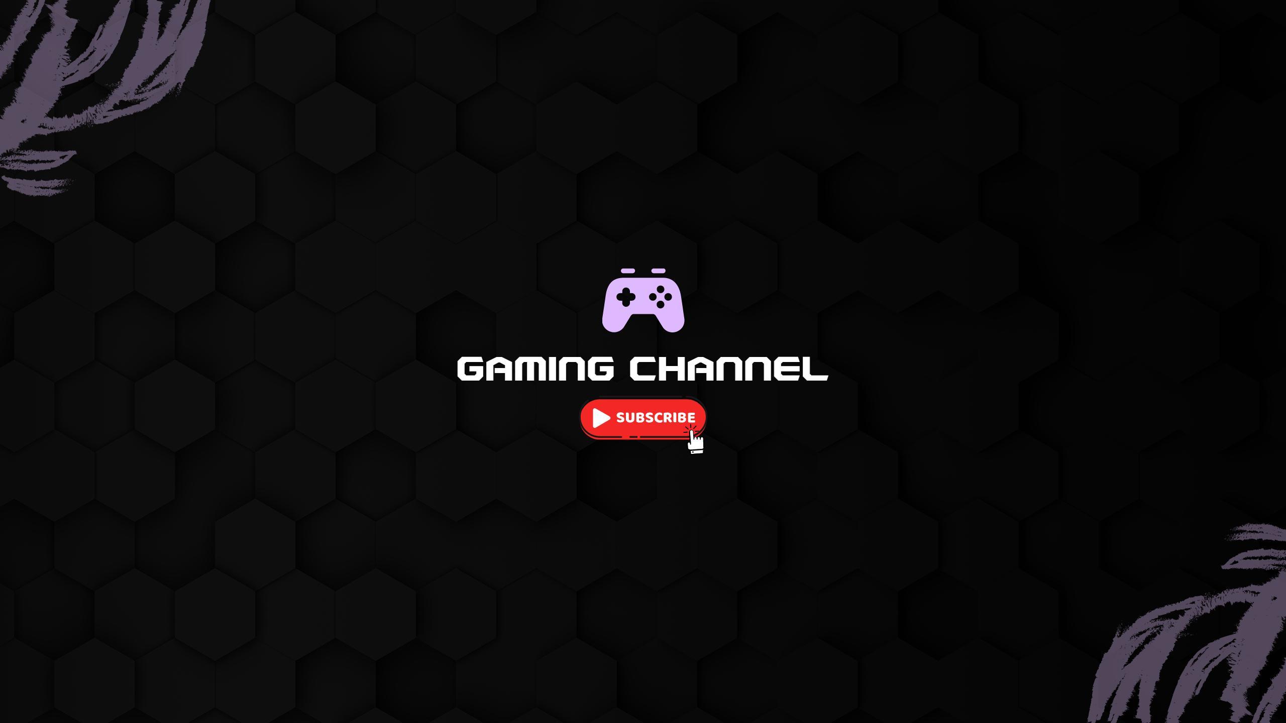 Hexagonal Pattern Black and Purple Gaming Channel YouTube Banner Template