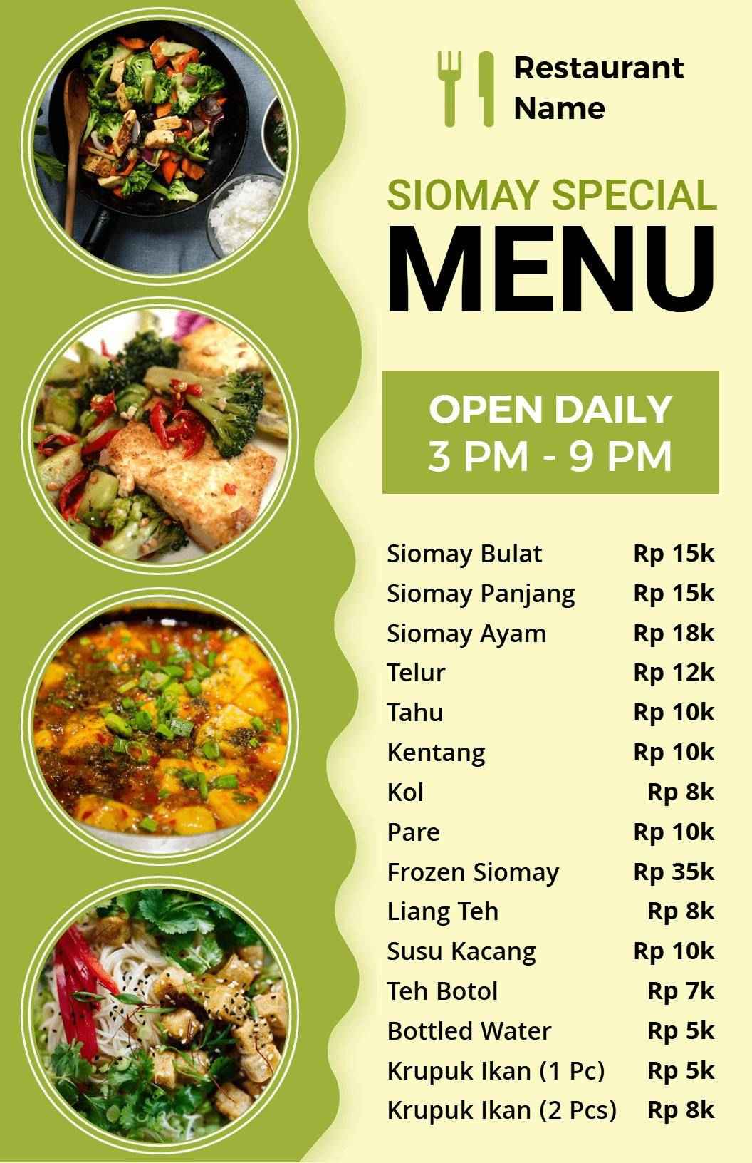 Hidangan Siomay Asli Indonesia Dan Templat Menu Spesial Camilan Sampingan Lezat