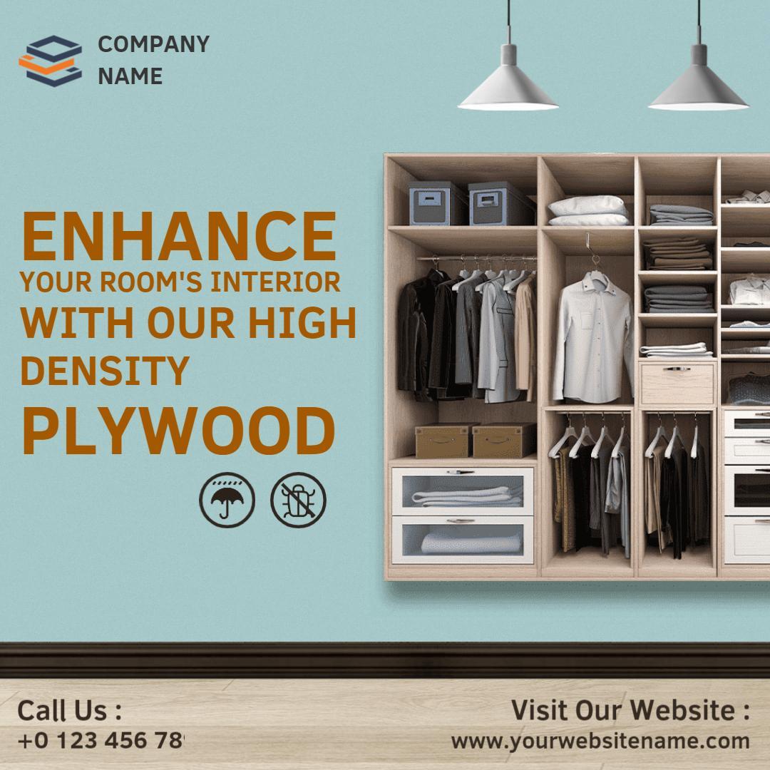 High Density Plywood for Stylish Room Interiors Ad Template