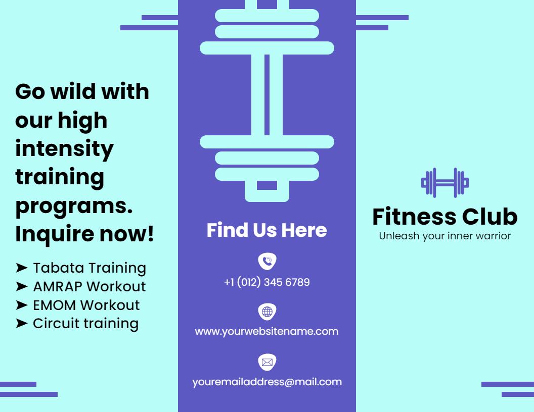 High-Intensity Training Programs and Fitness Club Brochure Template