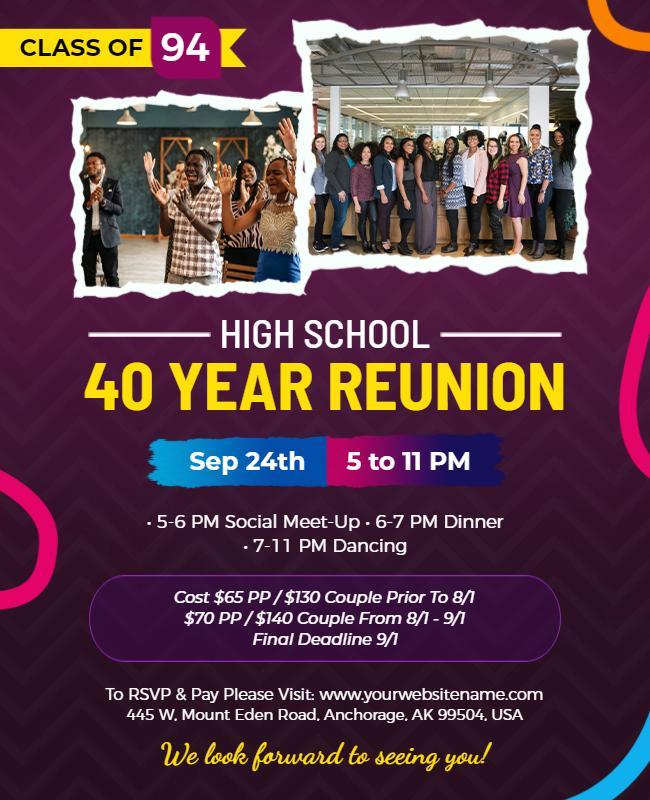 High School 40 Year Reunion Event Flyer Template