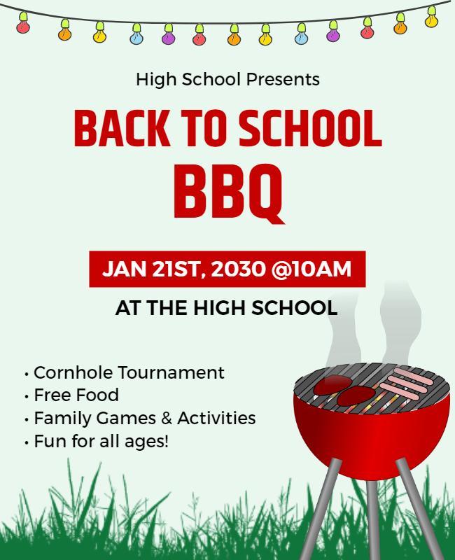 High School Back to School Bbq Flyer Template