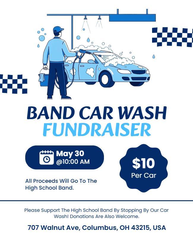 High School Band Car Wash Fundraiser Flyer Template