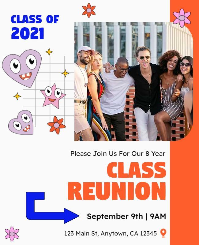 Playful Colorful Class Reunion for 2021 Flyer Template