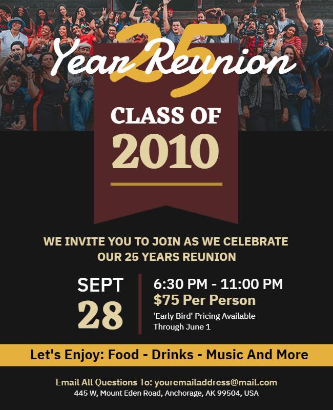 Classic Bold Reunion Celebration for Class of 2010 Flyer Template