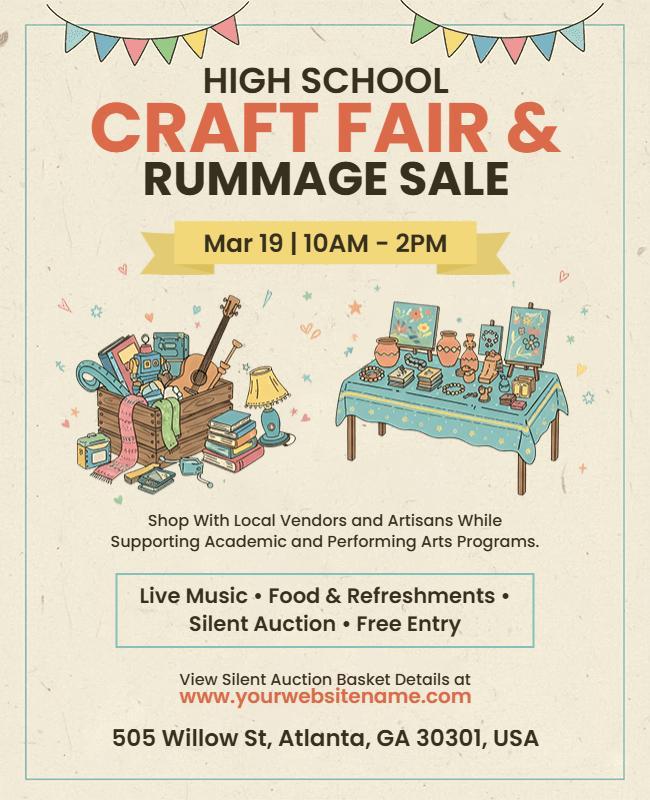 High School Craft Fair and Rummage Sale Flyer Template