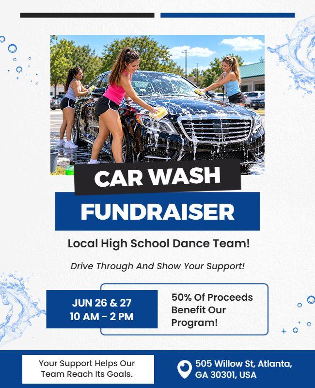 High School Dance Team Car Wash Fundraiser Flyer Template