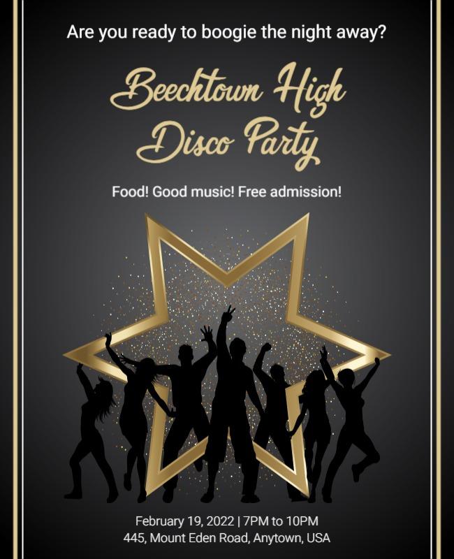 High School Disco Dance Party Flyer Template