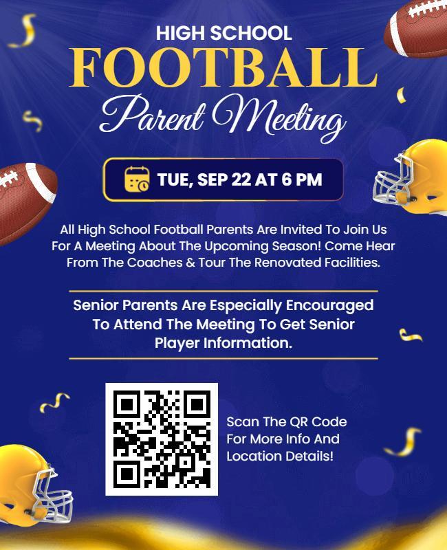 High School Football Parent Meeting Flyer Template