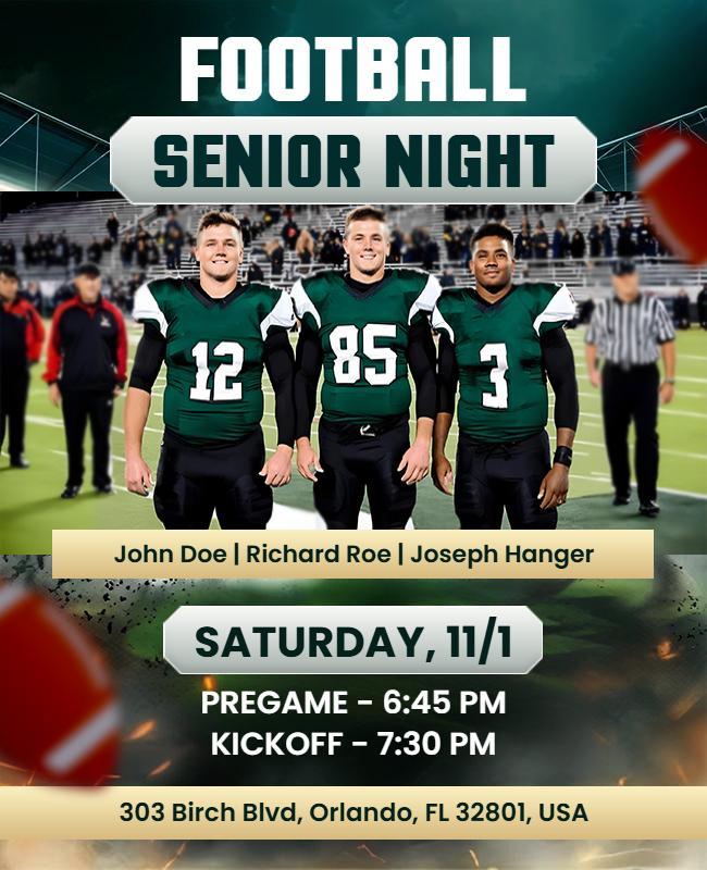 High School Football Senior Night Flyer Template