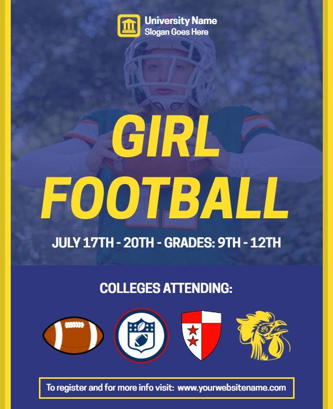 High School Girls Football Event Flyer Template