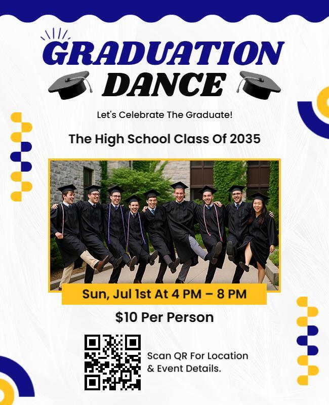 High School Graduation Dance Celebration Flyer Template