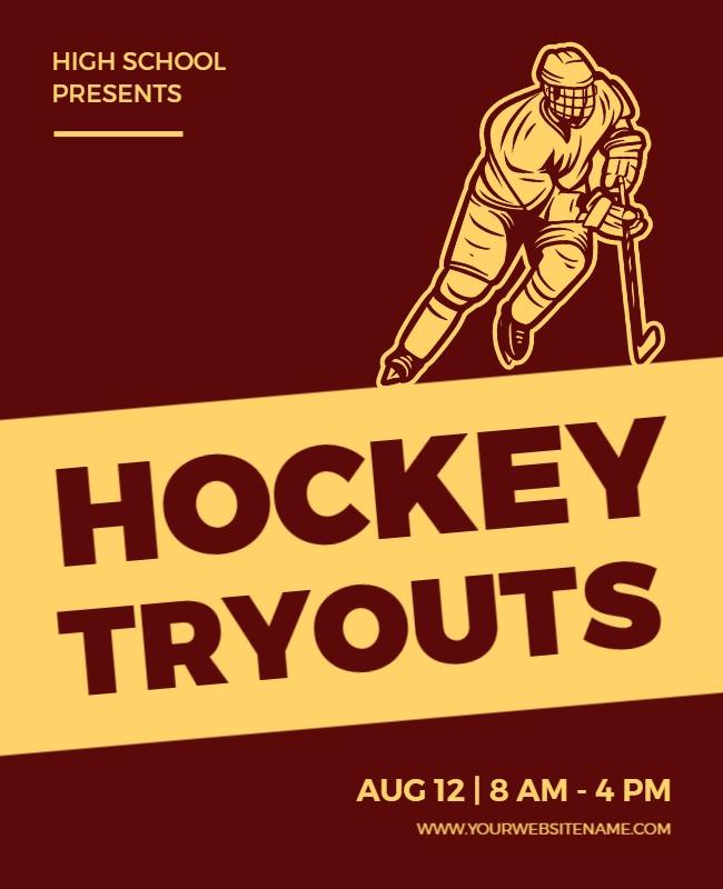 High School Hockey Tryouts Flyer Template