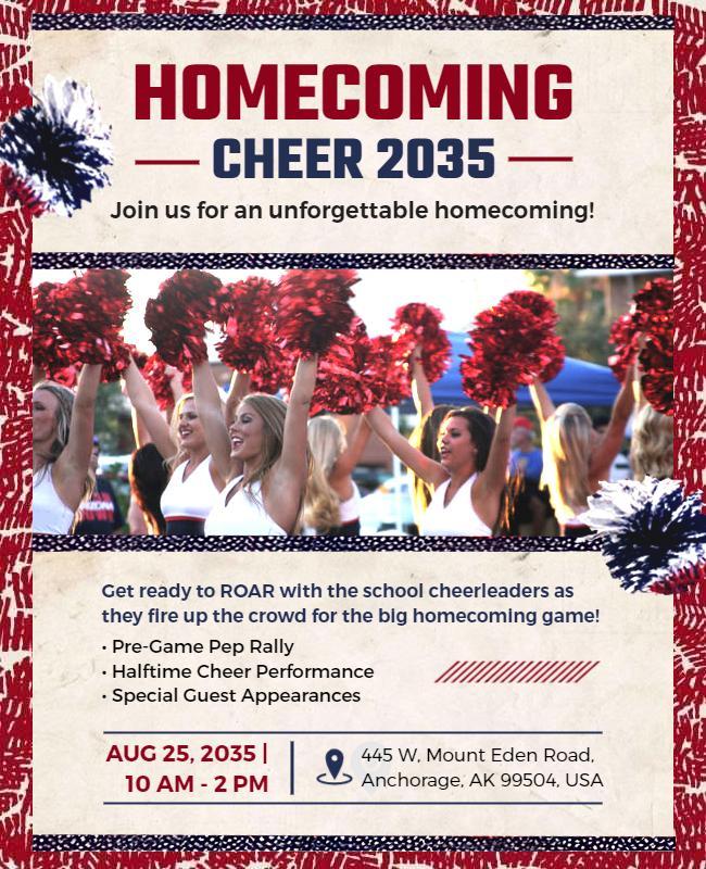 High School Homecoming Cheer Celebration Flyer Template