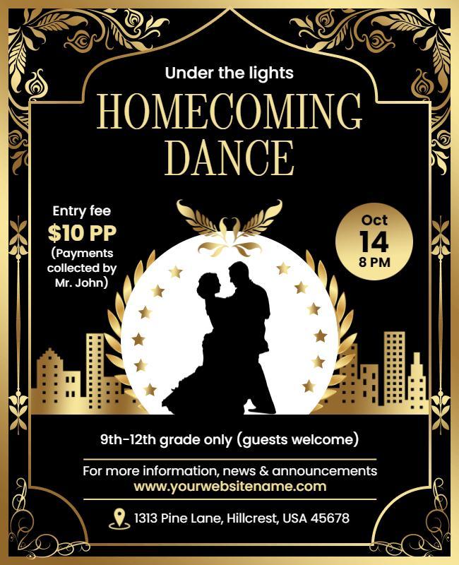 High School Homecoming Dance Event Flyer Template