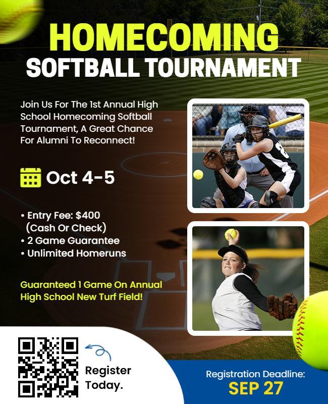 High School Homecoming Softball Tournament Flyer Template