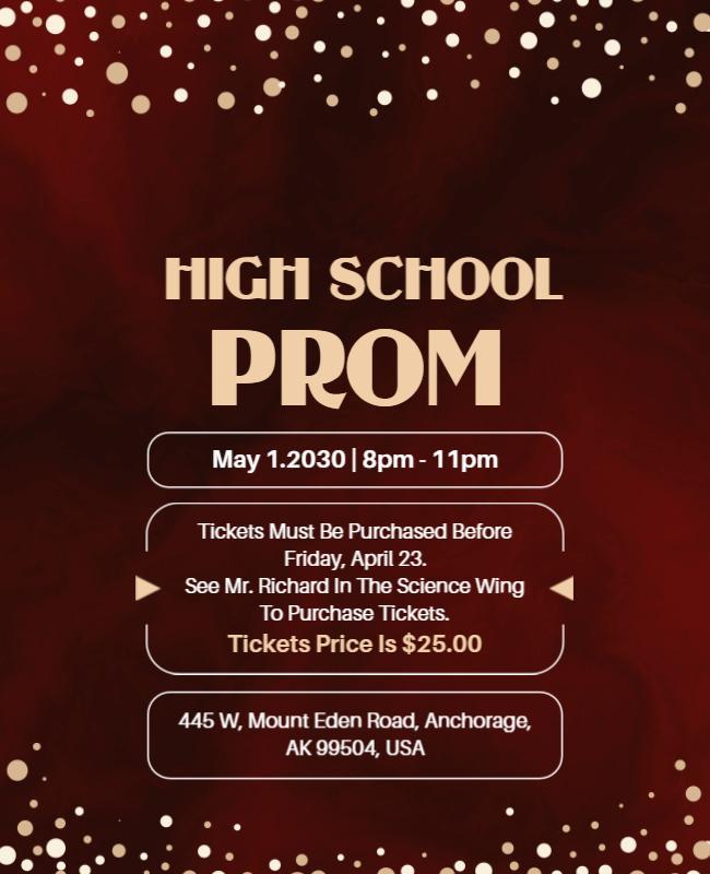 High School Prom Event Announcement Flyer Template