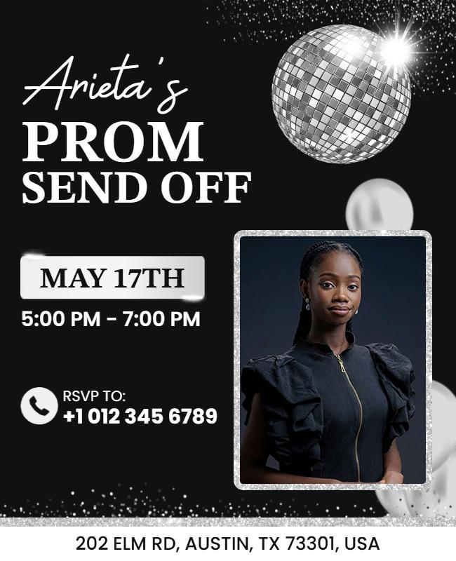 High School Prom Send Off Celebration All Black Flyer Template