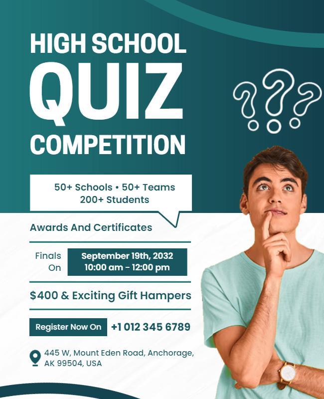 High School Quiz Competition Event Flyer Template