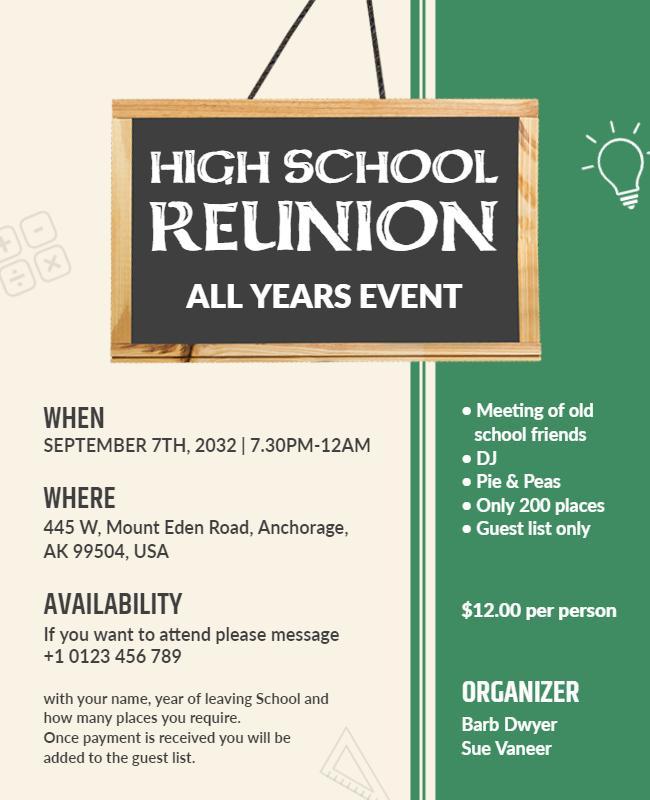 High School Reunion All Years Event Flyer Template