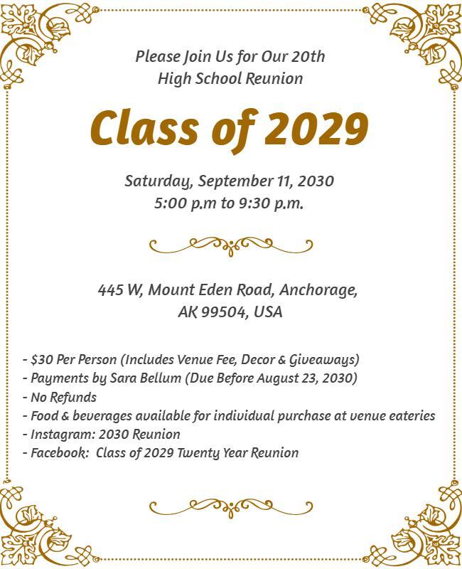 High School Reunion Celebration Flyer Template