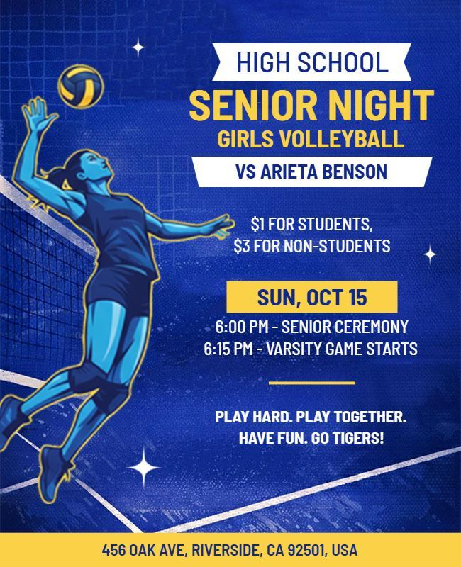 High School Senior Night Volleyball Flyer Template