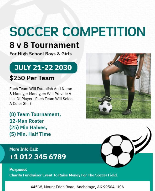 High School Soccer Competition Tournament Flyer Template