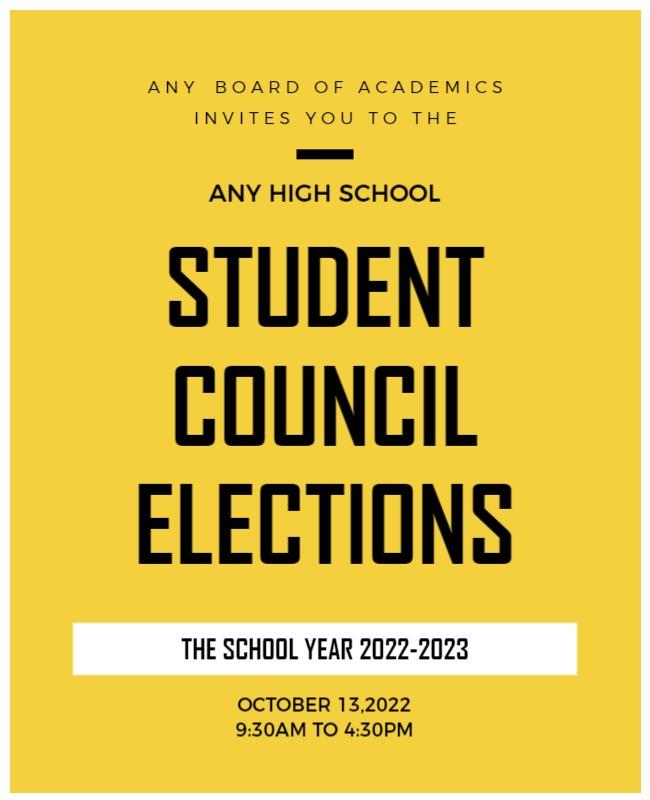 Bold Yellow Student Council Elections Announcement Flyer Template