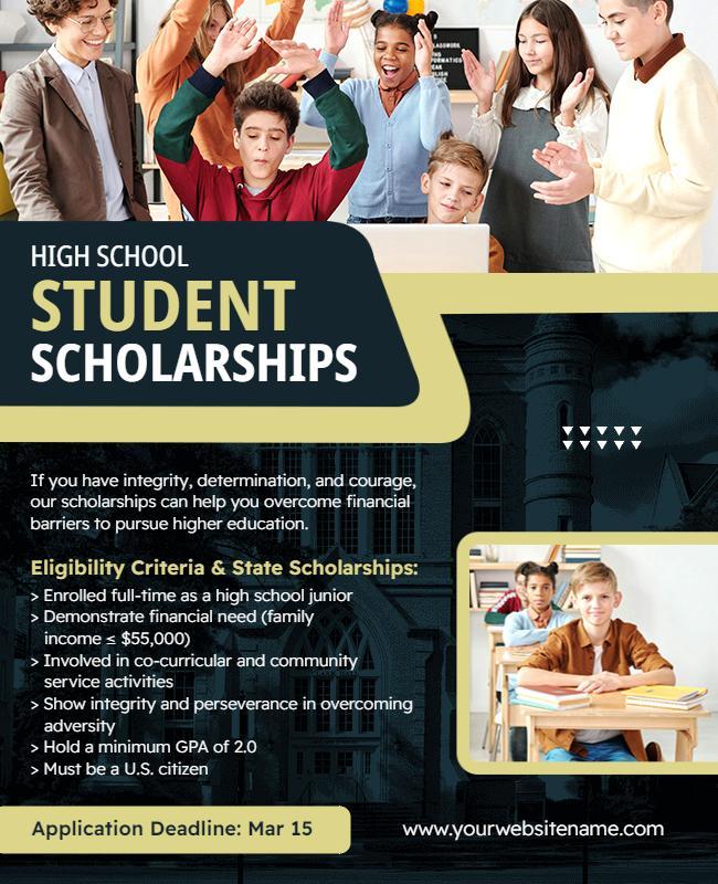 High School Student Scholarship Opportunity Flyer Template