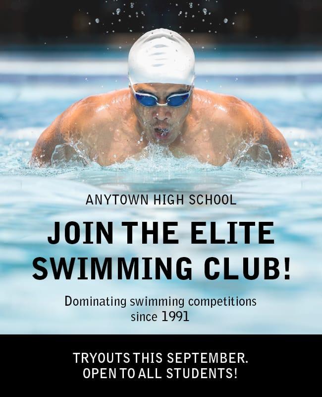 High School Swimming Club Tryouts Flyer Template