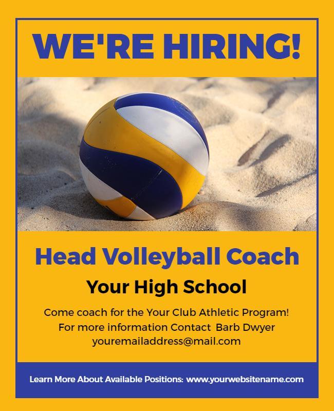 High School Volleyball Coach Hiring Flyer Template