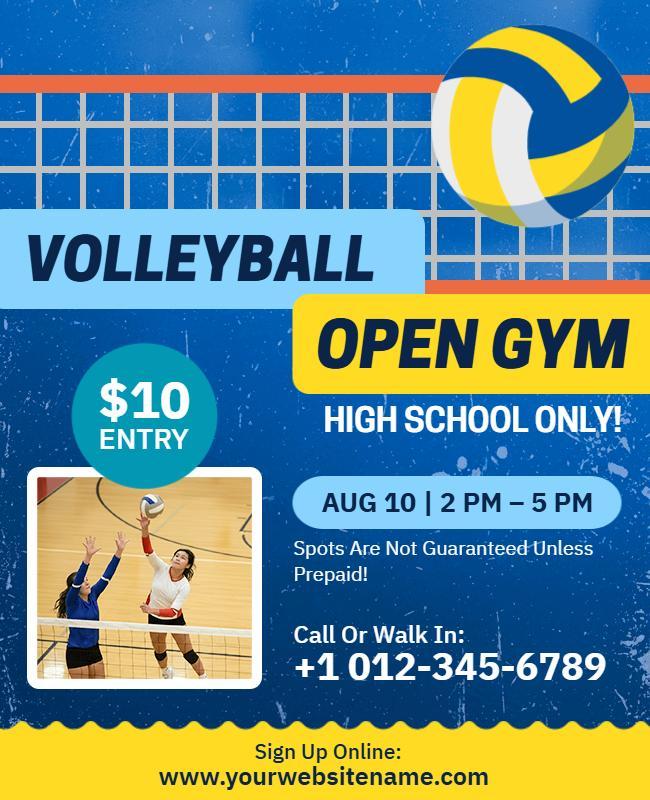High School Volleyball Open Gym Flyer Template