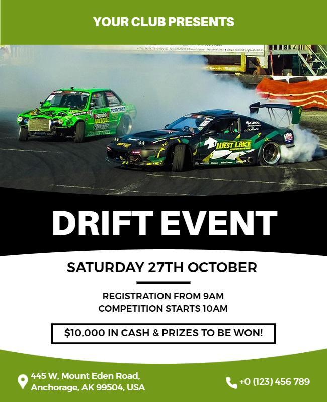 High Speed Drift Racing Event Flyer Template