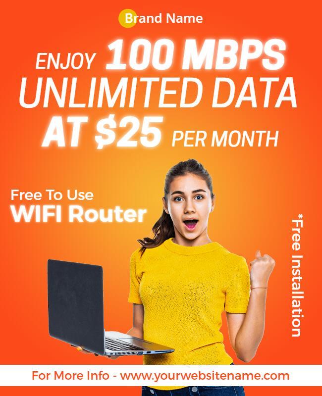 Bright Orange Unlimited Data Internet Service Flyer Template