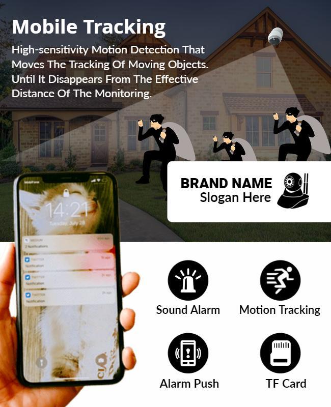 High-Tech Motion Detection Mobile Tracking Security Poster Template