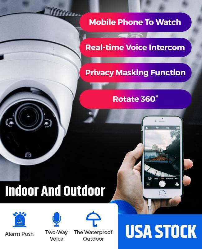 High-Tech Security Camera Features and Options Poster Template