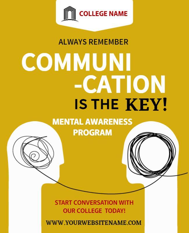 Highlighting Communication in Mental Awareness Program Poster Template