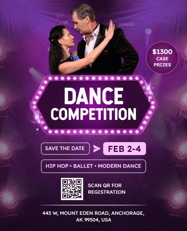 Hip Hop Ballet Modern Dance Competition Flyer Template