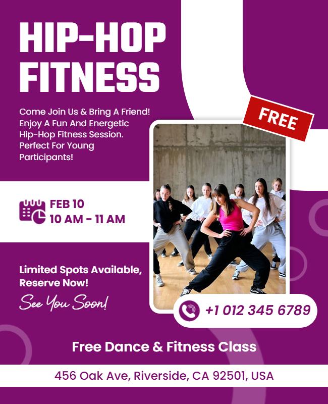 Hip-Hop Fitness Dance Class Flyer Template