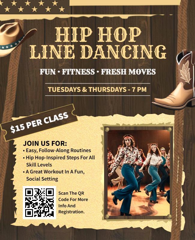 Hip Hop Line Dancing Class Flyer Template