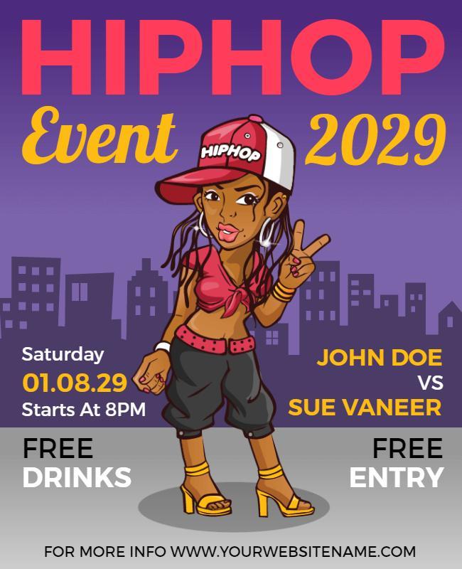 Dynamic Hip Hop Music Event Flyer with Colorful Characters Template