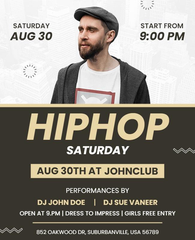 Hip Hop Saturday Night Event Flyer Template