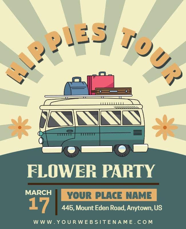 Hippies Tour Flower Party Event Flyer Template