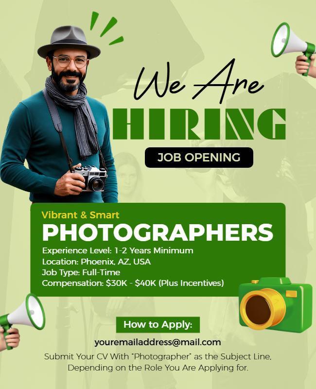 Hiring Announcement for Photographers Flyer Template