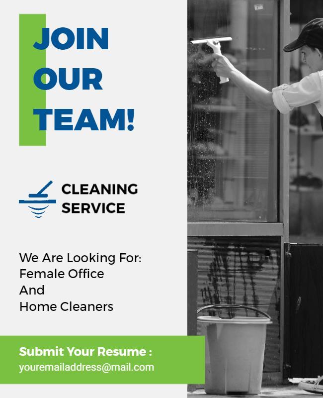 Hiring Female Cleaners Job Advertisement Flyer Template