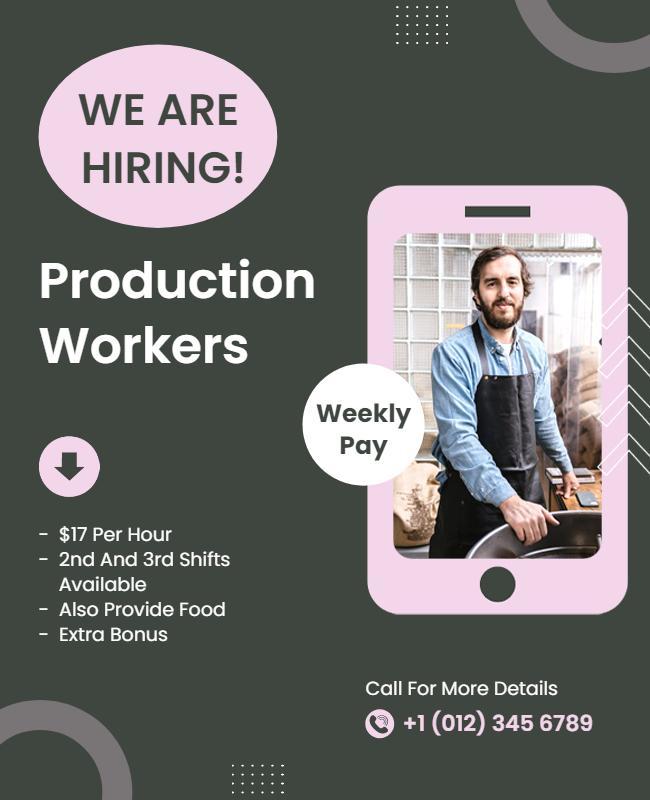 Hiring Production Workers Job Opportunity Flyer Template