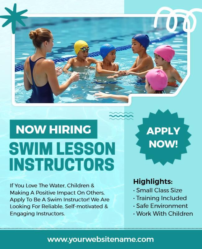 Hiring Swim Lesson Instructor Flyer Template