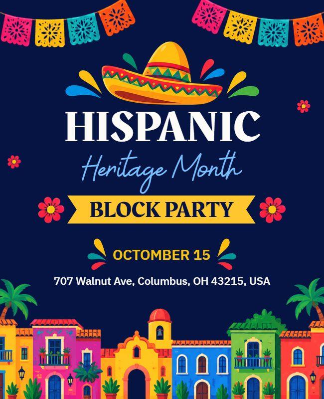 Hispanic Heritage Month Block Party Poster Template